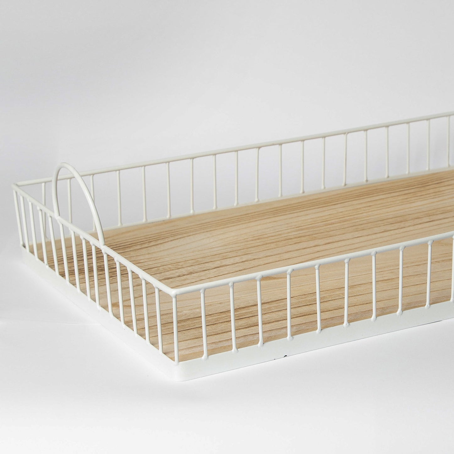 412 - Rectangular Metal & Wood Tray