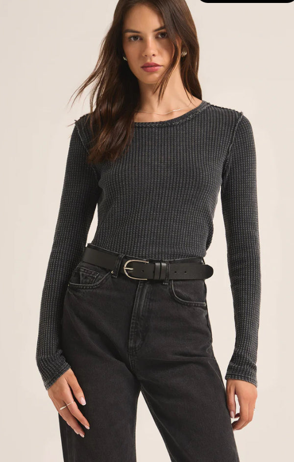 Z Supply - Arlet Thermal Long Sleeve Top, Black