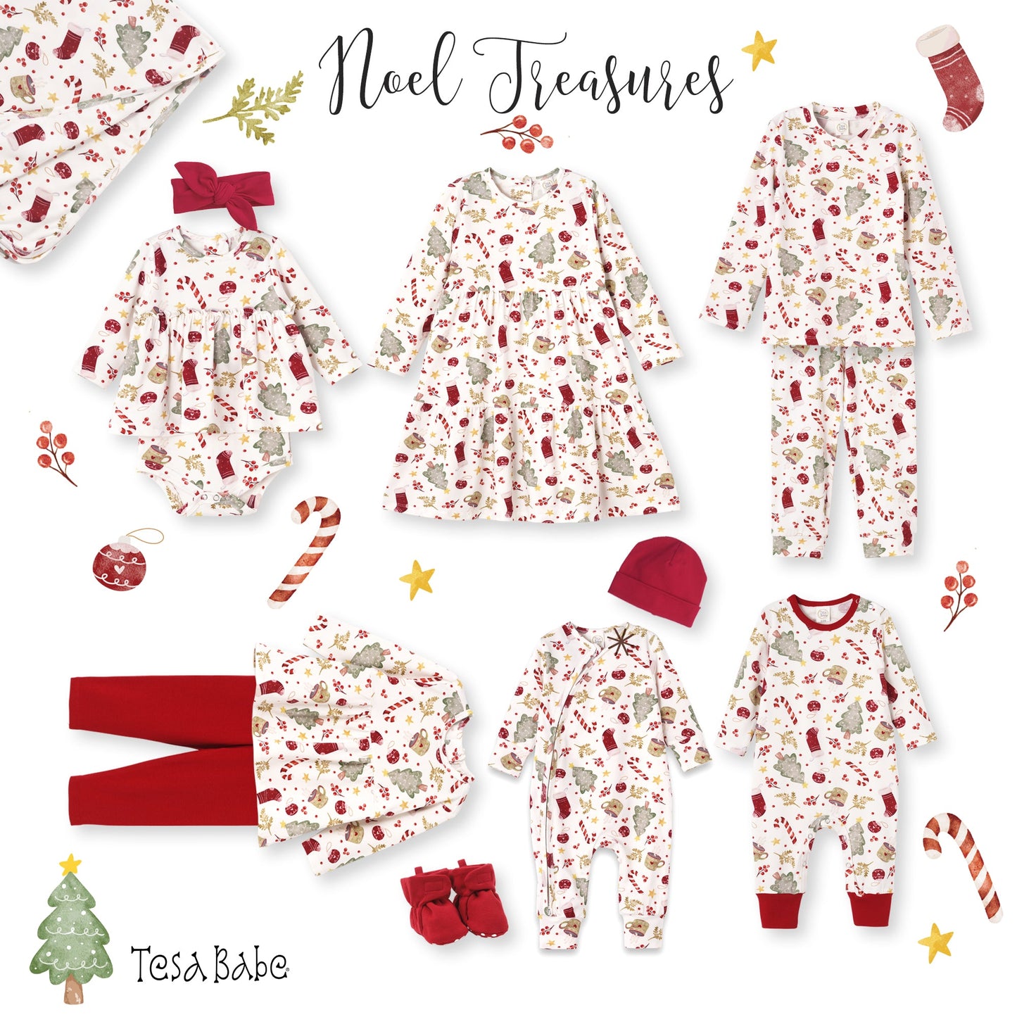 Baby Holiday Bamboo Romper – Christmas Print One-Piece - Noel