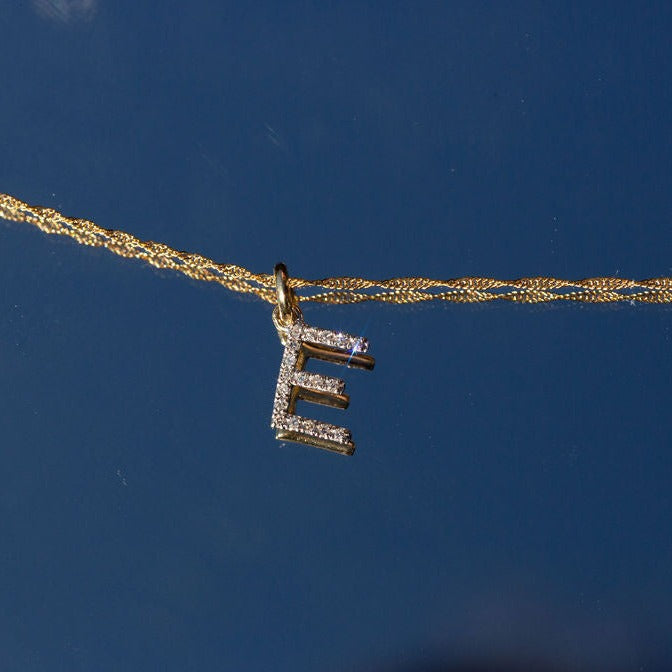 Diamond Initial Letter 14K Gold Necklace