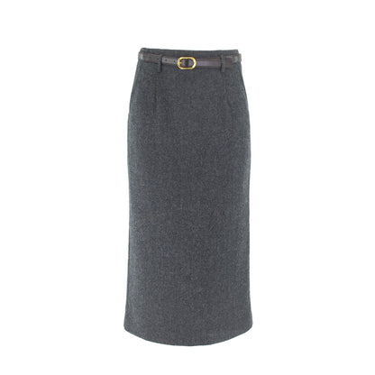 STRAIGHT WOOL SKIRT WITH BELT