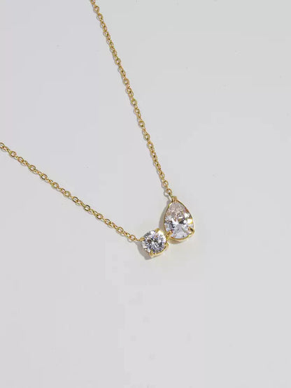 Teardrop Round Diamond 3a Live Color Clavicle Necklace