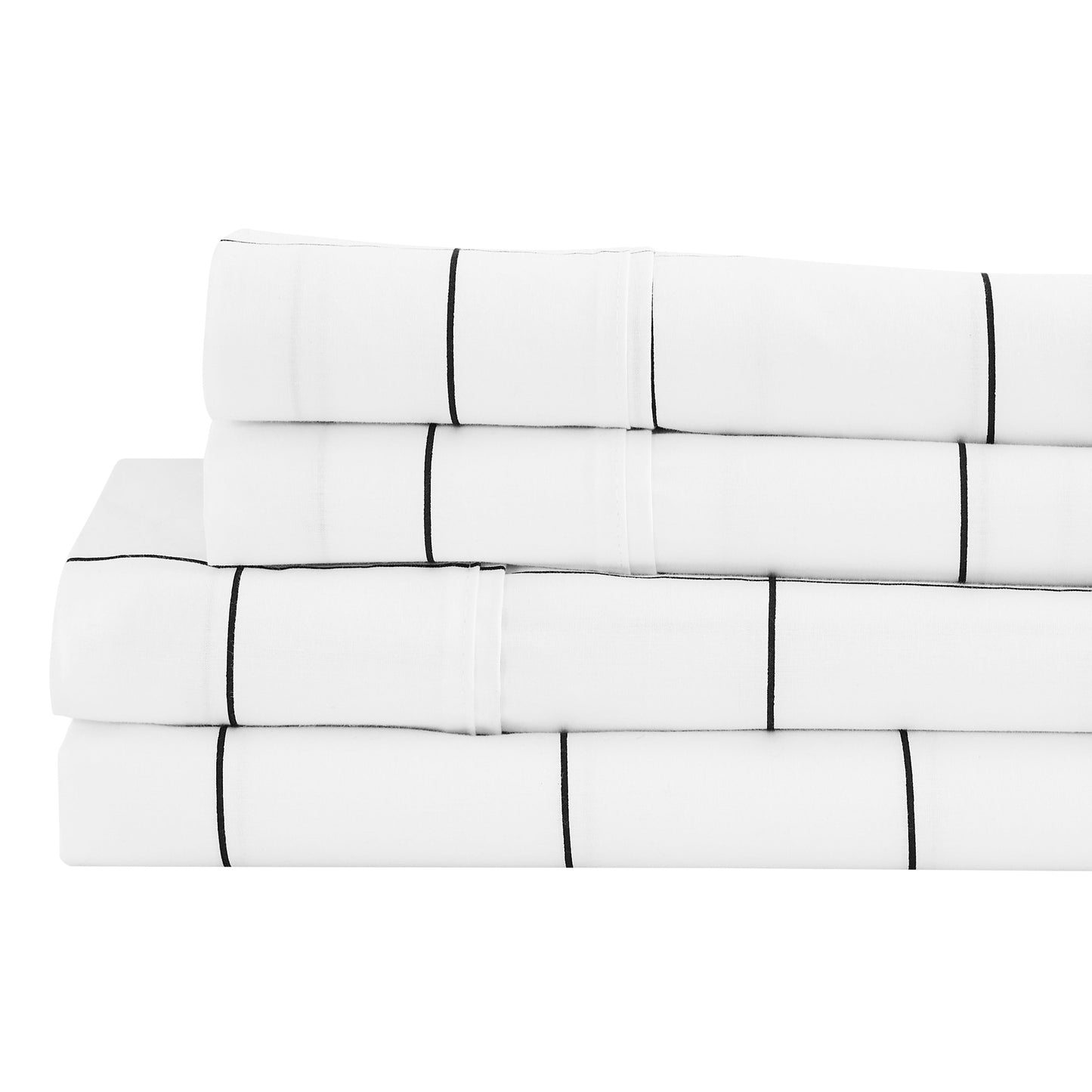 Grid Printed Cotton Percale Sheet Set