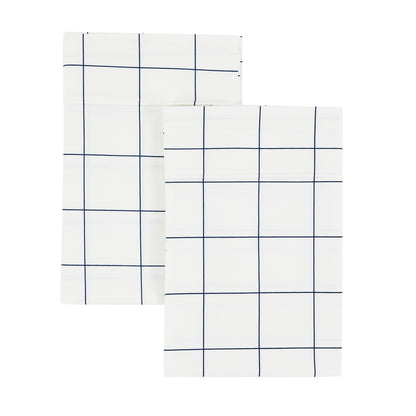 Grid Printed Cotton Percale Pillowcases