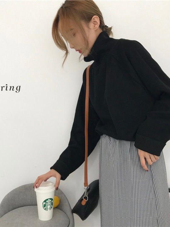 Simple Stand Collar Cotton Base Shirt