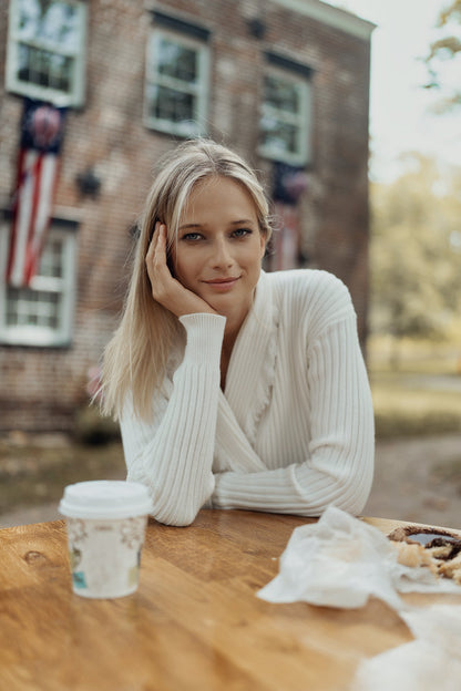 V-WRAP FRINGE CARDIGAN