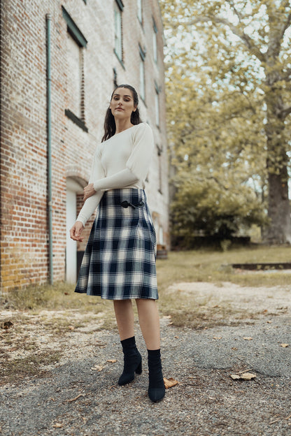 WOOL PLAID KILT SKIRT
