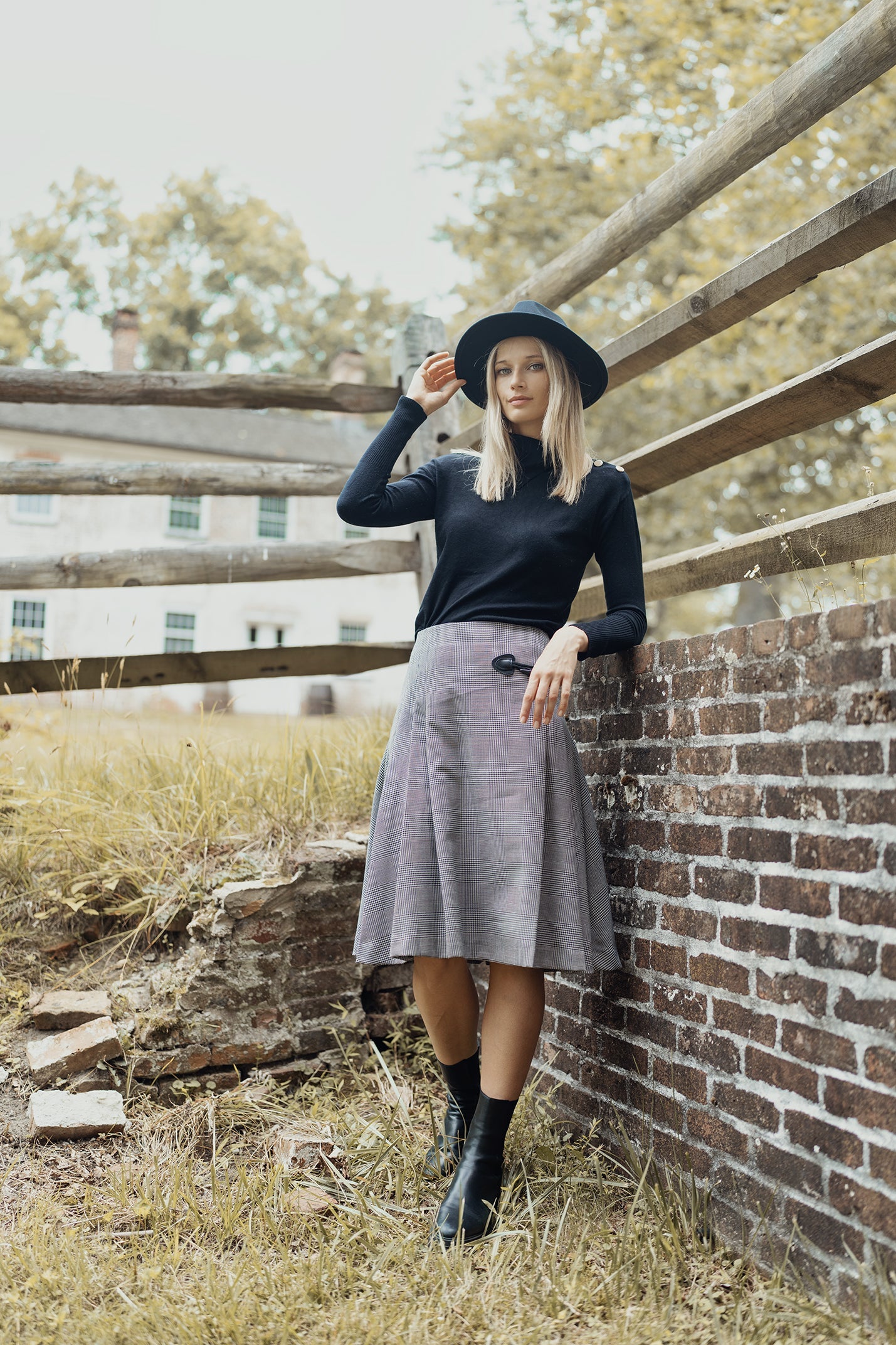 WOOL PLAID KILT SKIRT