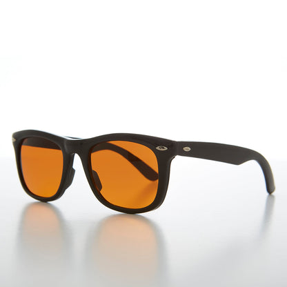 Classic Square Sunglass with Amber Lens - Aiden