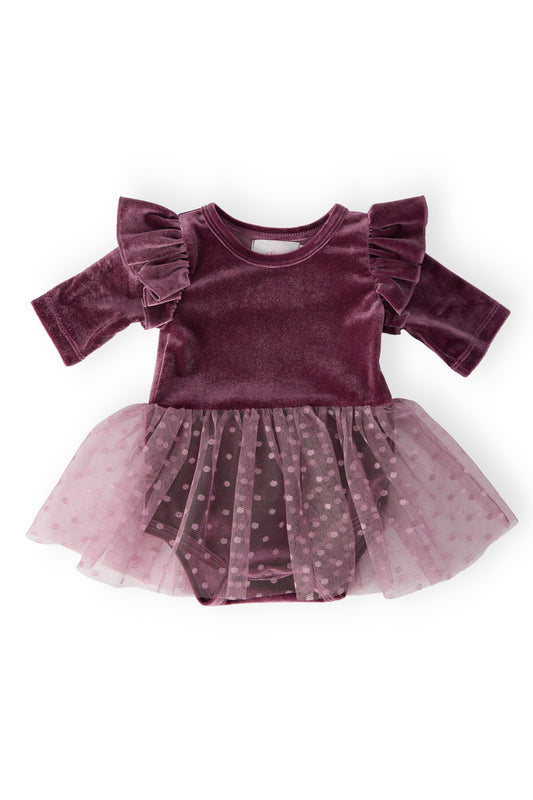 Amethyst Velvet Tutu Bodysuit