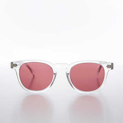 Clear Acetate Square Sunglass with Colored Lenses - Benson