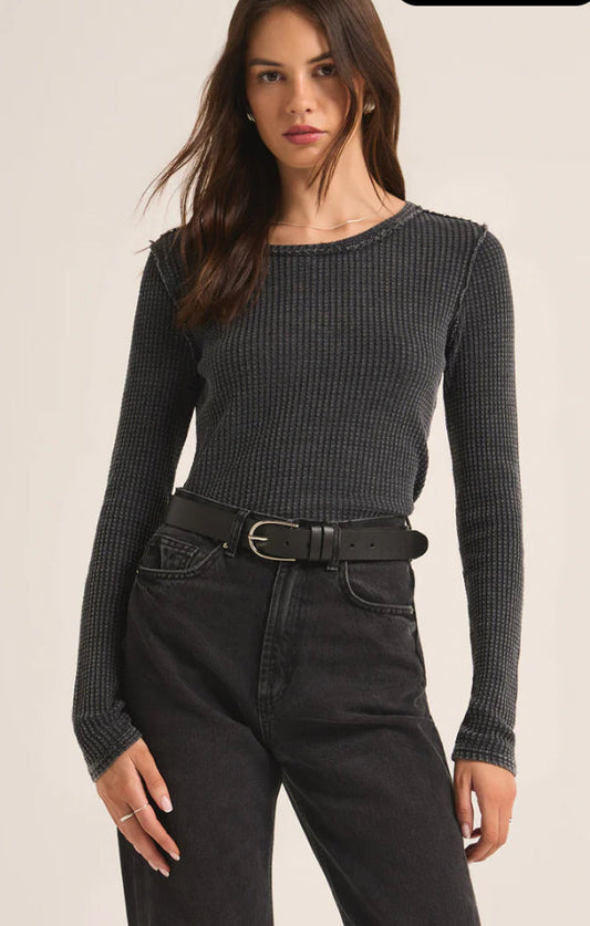 Z Supply - Arlet Thermal Long Sleeve Top, Black