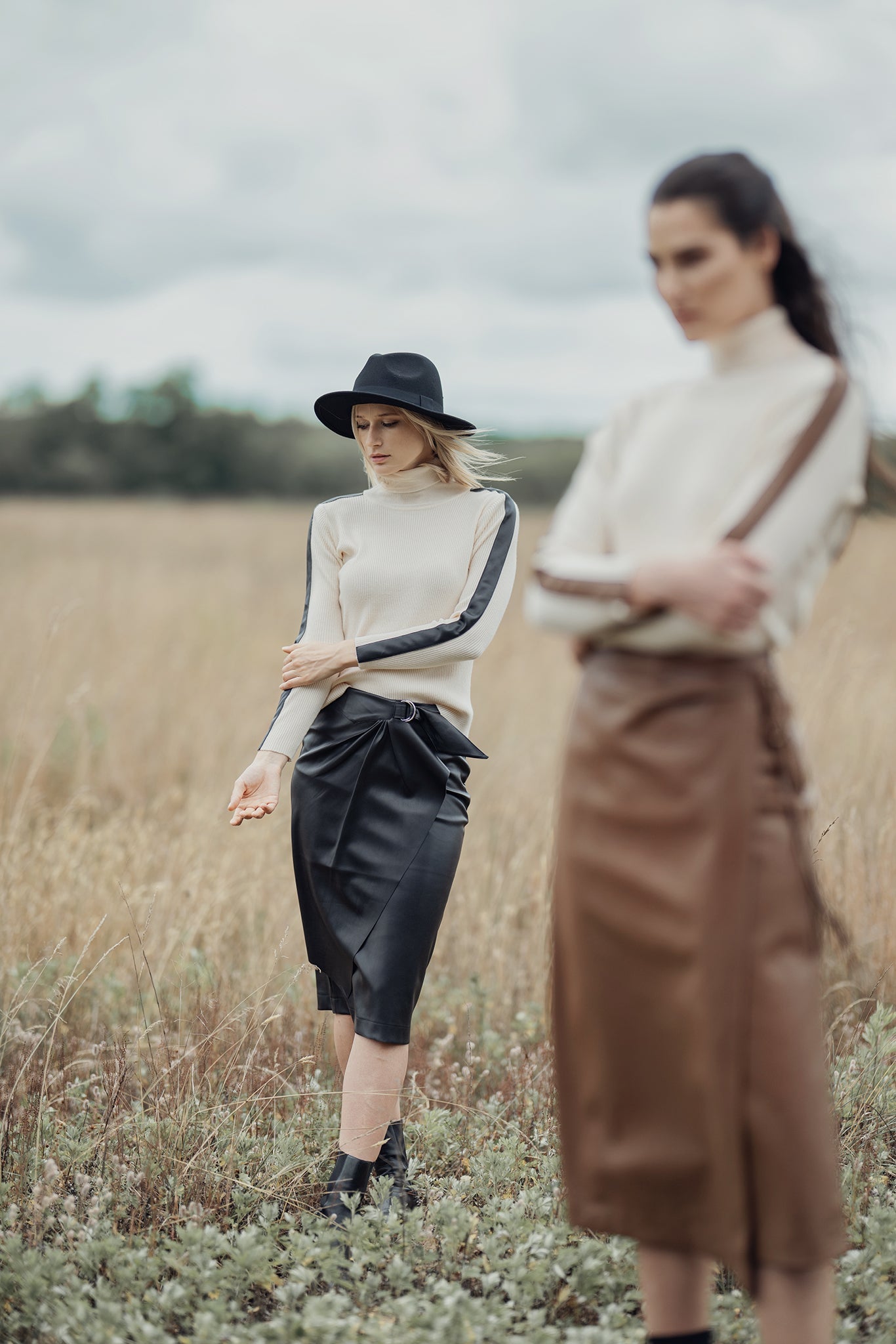 TURTLENECK SWEATER WITH LEATHER DETAIL