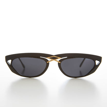 Rectangular 80s Sunglass with Gold Accents - Duran