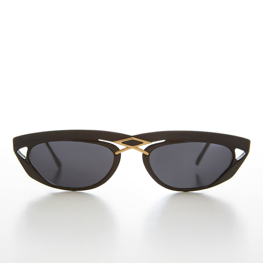 Rectangular 80s Sunglass with Gold Accents - Duran