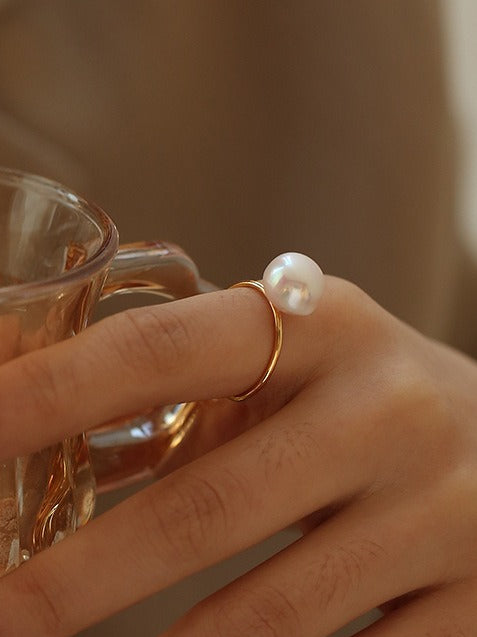 Natural Baroque Pearl Open Ring