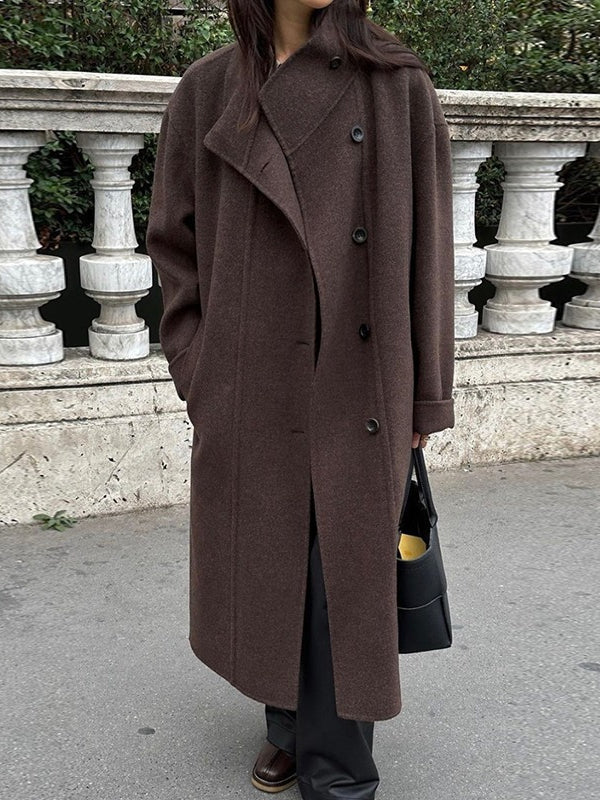 Retro Stand-up Collar Single-breasted Wool Coat