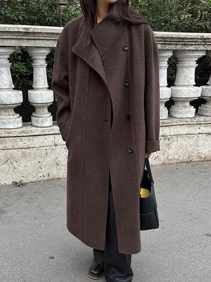 Retro Stand-up Collar Single-breasted Wool Coat
