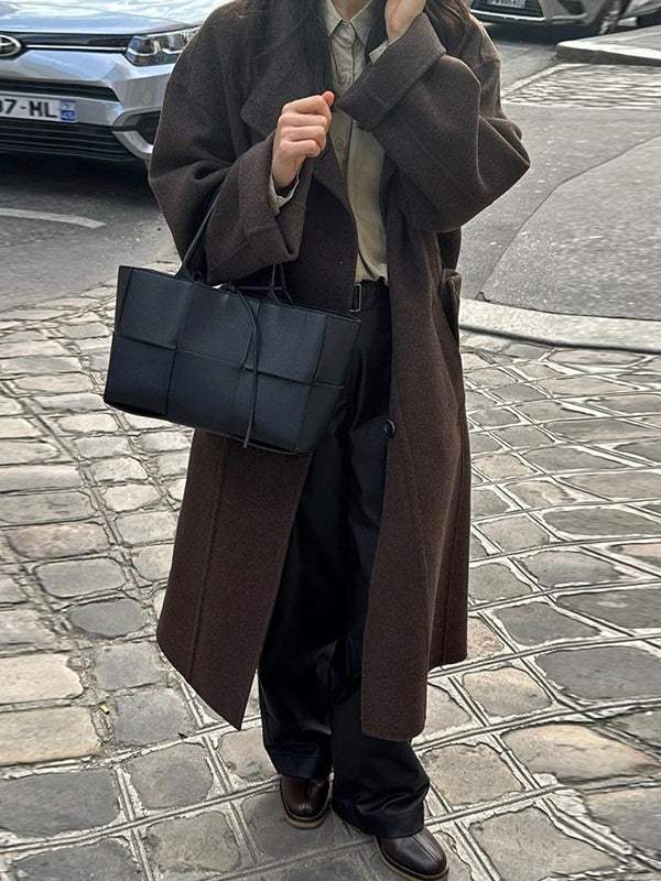 Retro Stand-up Collar Single-breasted Wool Coat