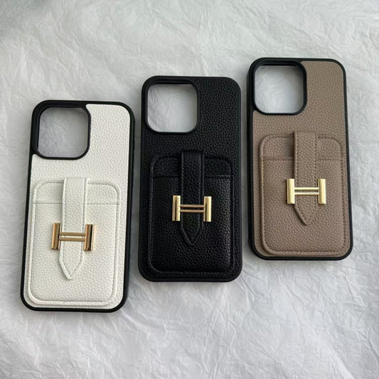 H Leather Card Back Phone Case