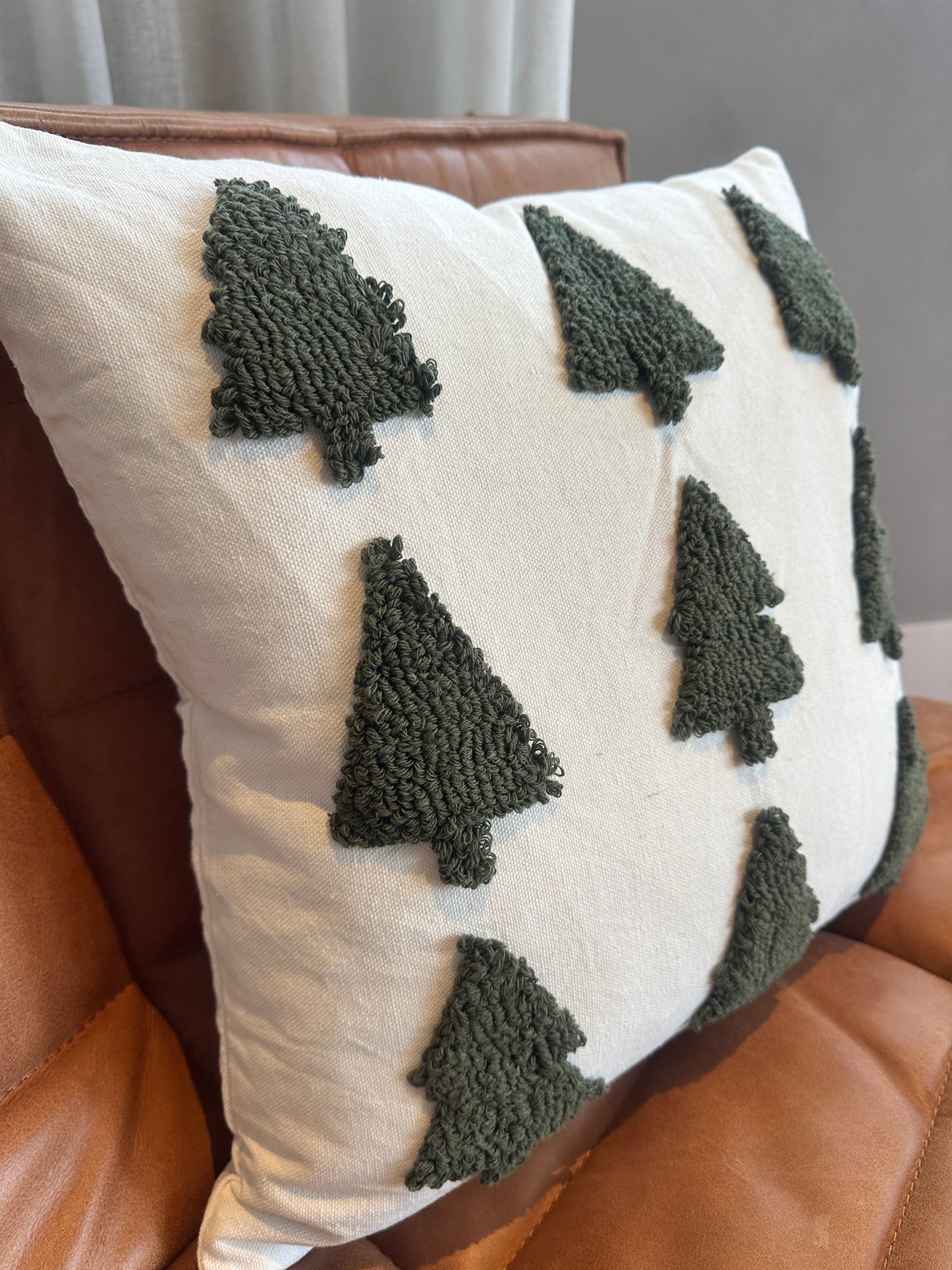 Tufted Christmas Tree Pillow Cover