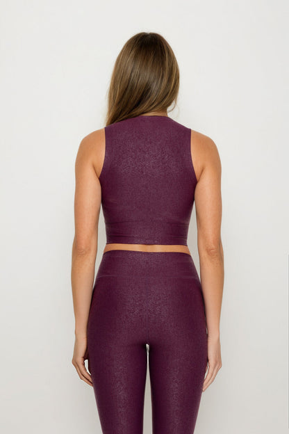 Luxe Edge Leather-Look Crossover  Crop Top