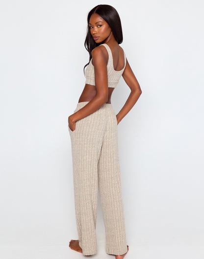 Mai Wide Leg Pant - Oatmeal