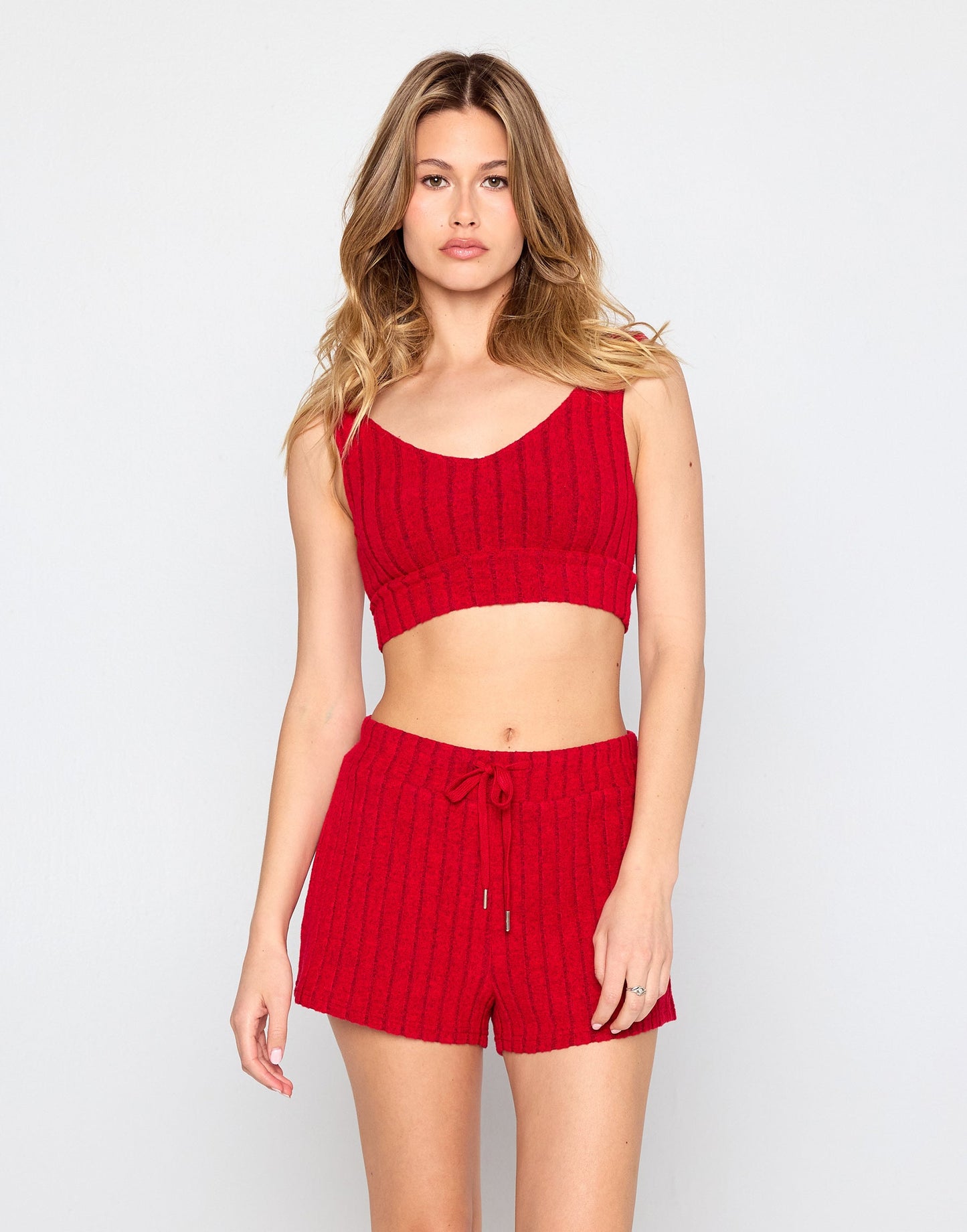 Mai V Neck Bra - Red