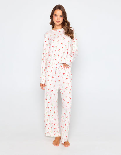 Mai Wide Leg Pant - Cherry Crush