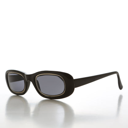 Metal Inlay Rectangular Vintage Sunglasses - Neville