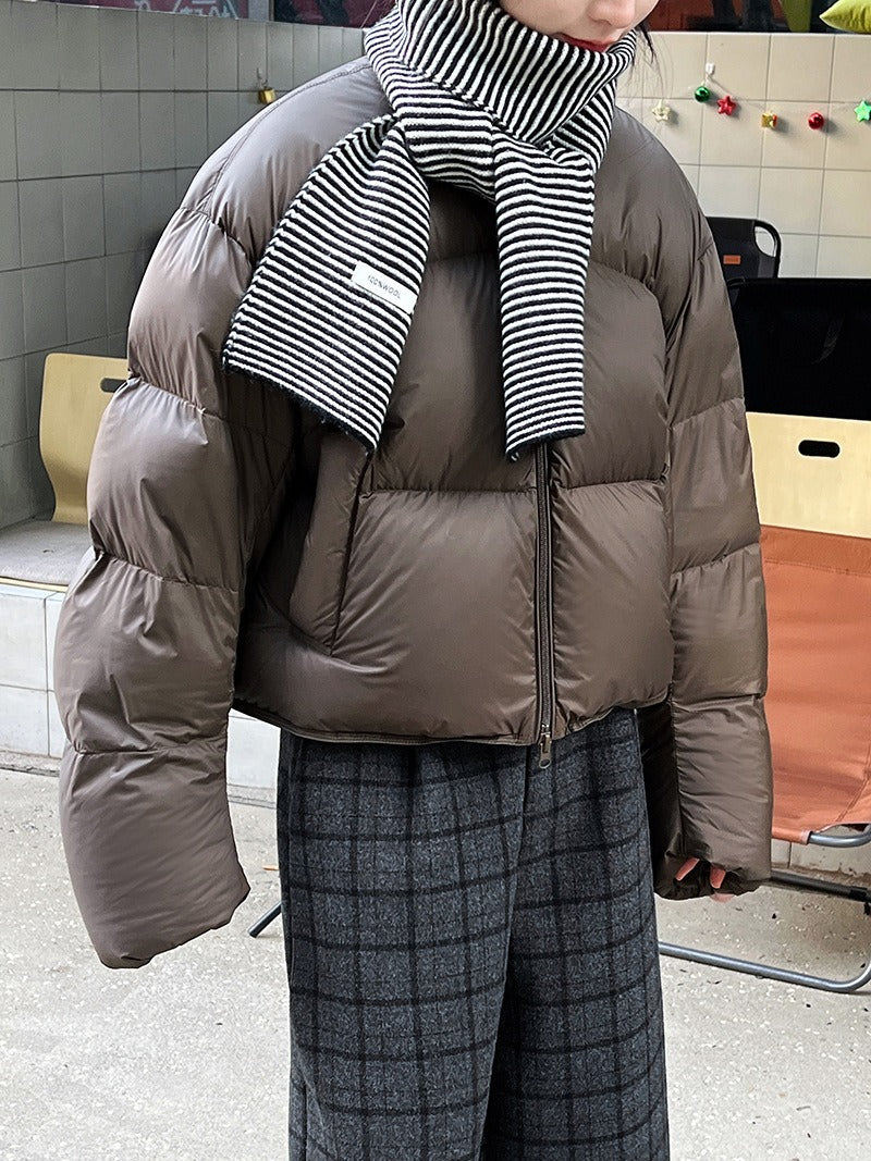 Fluffy White Duck Down Puffer Jacket - Premium Insulation