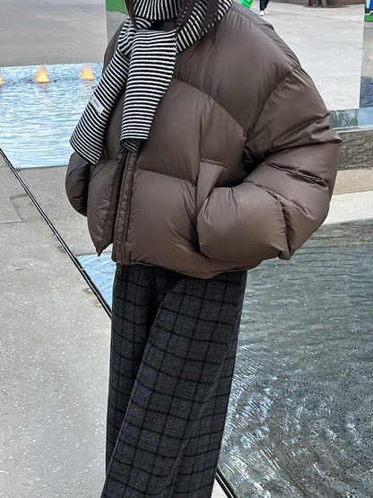 Fluffy White Duck Down Puffer Jacket - Premium Insulation