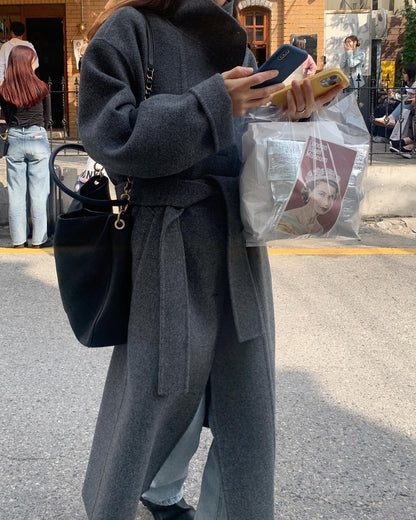 Retro Stand-up Collar Single-breasted Wool Coat