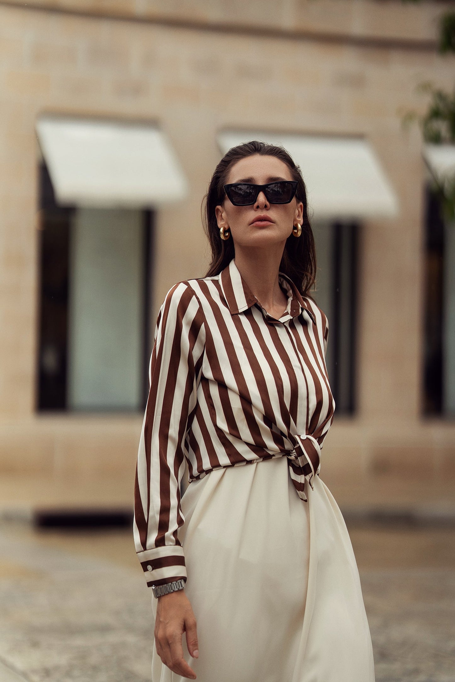 STRIPED  SILKY BLOUSE