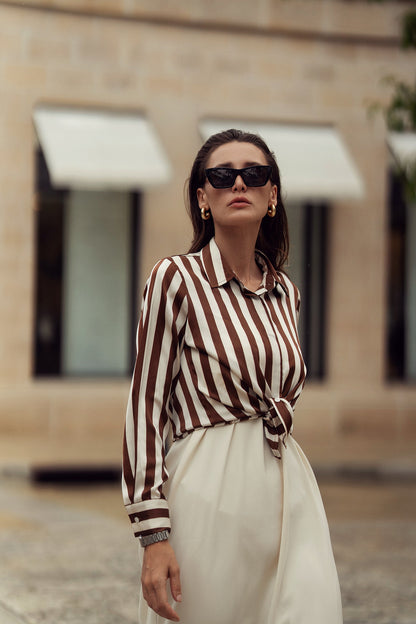 STRIPED  SILKY BLOUSE