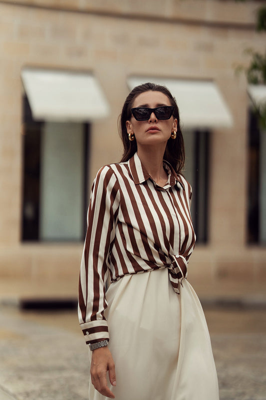 STRIPED  SILKY BLOUSE