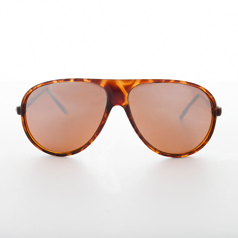 Mirrored Amber Lens Vintage Aviator Sunglass - Slater