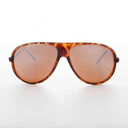 Mirrored Amber Lens Vintage Aviator Sunglass - Slater