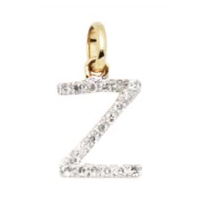 Diamond Initial Letter 14K Gold  Necklace