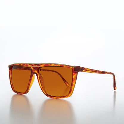 Flat Top Vintage Sunglass with Orange Lenses - Thelda