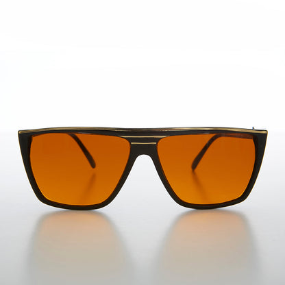 Flat Top Vintage Sunglass with Orange Lenses - Thelda