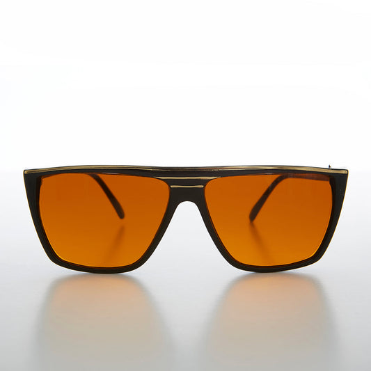 Flat Top Vintage Sunglass with Orange Lenses - Thelda