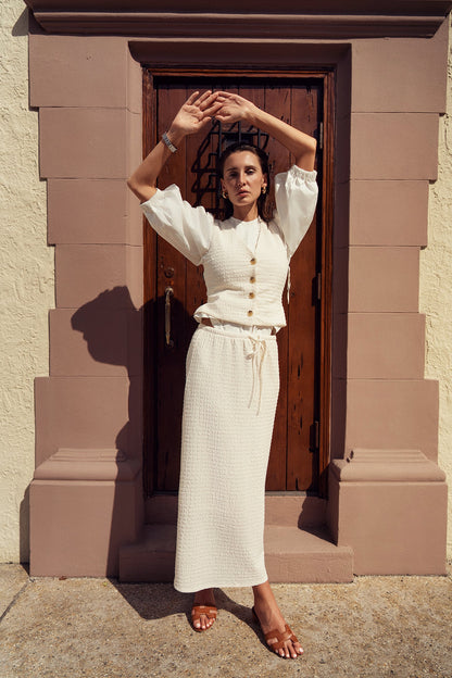 CRINKLE CREAM SKIRT