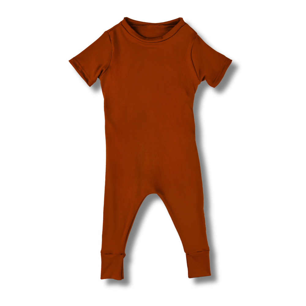 Bamboo Short Sleeve Romper in Brick