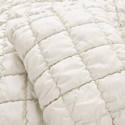 Twin/XL Soft Lightweight Puff Textured 2-Piece Comforter Set in Off White