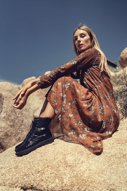 FLORAL RUST DRESS
