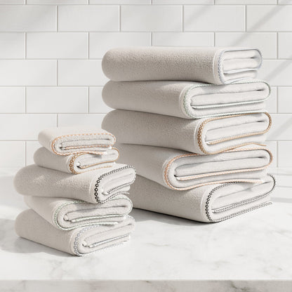 Cotton Border-Stitched 6-Piece Towel Set - Valery Collection