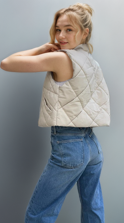 Vegan Leather Puffer Vest