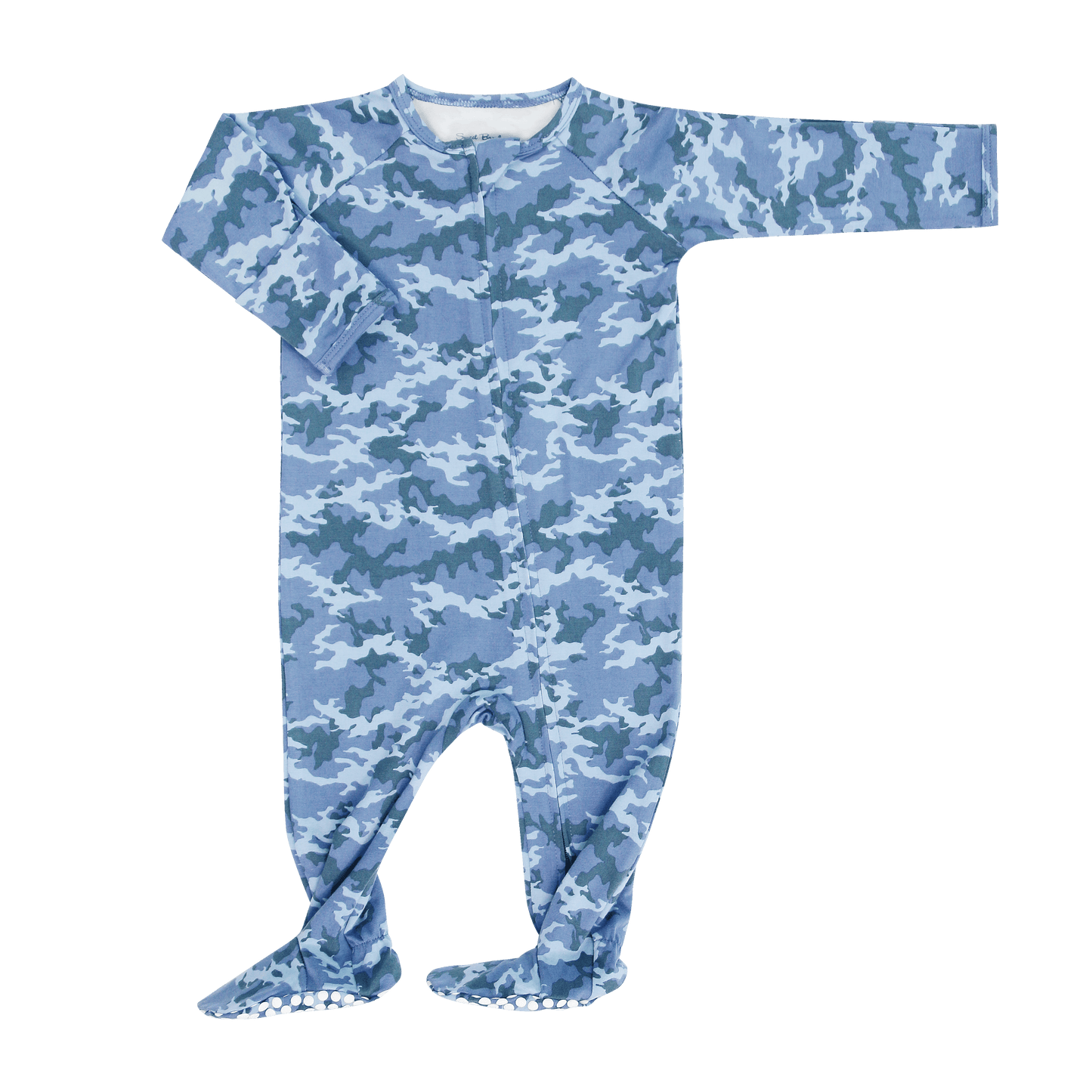 Blue Camouflage Zipper Footie