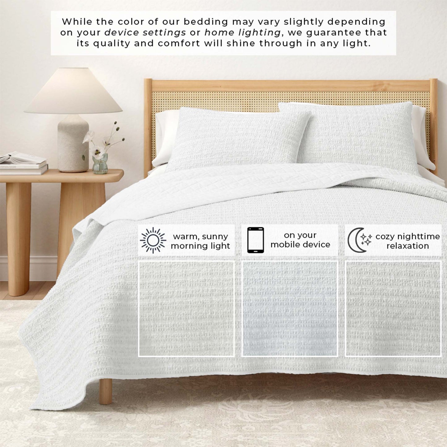 100% Cotton Honeycomb Waffle Garment Washed Quilt Set - Genevieve Collection